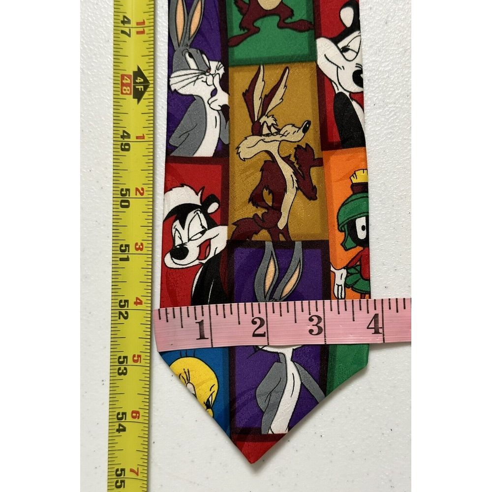 Looney Tunes Mania Character Grid Necktie Cartoon‎ Print Vintage Multicolor OS